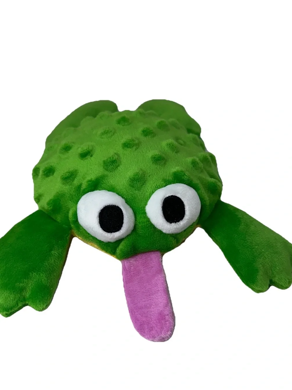 Plush Green Frog with Pink Tongue and Big Eyes Dog Toy